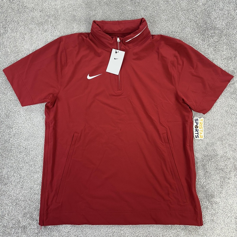 Nike Football Coaches Jacket Mens Large Team Crimson 1/4 Zip Hooded Pullover